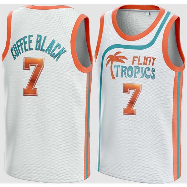 Borolin Mens Basketball Jersey 7 coffee black Flint Tropics 90s Movie Shirts White color Jerseys